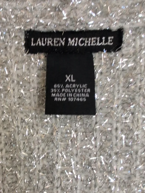 Lauren Michelle Silver Sparkle Open-Front Cardigan - Picture 2 of 5